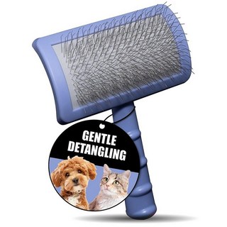 Tauro Pro Line 슬리커 강아지 브러시 빠짐용 - 길고 물결 모양의 머리카락을 위한 디탱글러 개 및 고양이를 디매팅 애완동물 브러시 낙서 그루밍 미끄럼 방지 그립, 소프트 핀: 0.79인치(S), 퍼플