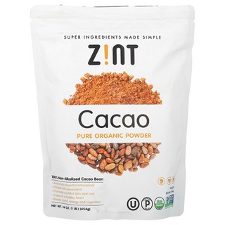 Zint 순수 유기농 카카오 분말 454g(16oz) Zint (진트), 454g, 1개