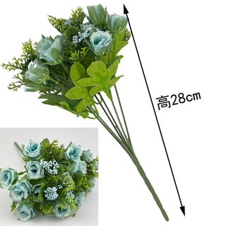 嘉義出貨 人造花 婚慶仿真花束 假花裝飾花 石榴玫玫瑰花 塑膠花婚禮手捧花束 玫瑰永生花束 瓶花, 石榴玫藍色【5束起售】