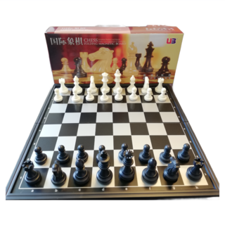 西洋棋 磁鐵 摺疊棋盤, 黑和白, 1個