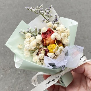 【森林海】迷你永生花束附提袋：教師節/畢業/情人節禮物首選，拍照道具, B25, 1個