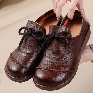 AOKADA 여성 로퍼 심플 단화 스웨이드 스트랩 고무 키높이 로퍼 끈 구두 플랫슈즈