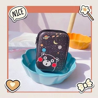 壹灣出貨 卡通數據線收納包 2.5寸硬盤手機充電器充電線便攜零錢包優盤移動零錢包, 【長包】熊本熊, 1個