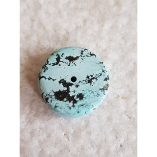 湖北原礦綠松石 綠松厚墩子 胖扣 平安扣（一圖一物單顆售）, 4.17.5*5/2.1g 乾淨大扁扣