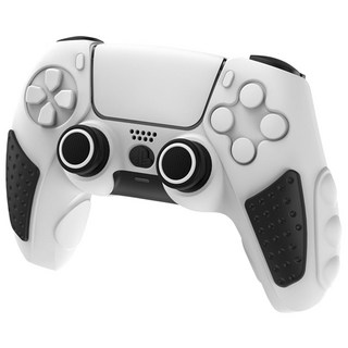 이이네 PS5 듀얼센스 컨트롤러 다색 실리콘 커버 충전대 적합 미끄럼 방지 보호 케이스, 화이트