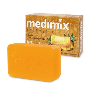 MEDIMIX 印度綠寶石草本皂125g - 檀香/寶貝/藏紅花/薑黃/岩蘭草配方，溫和潔淨，台灣公司貨, 橘黃色, 1個