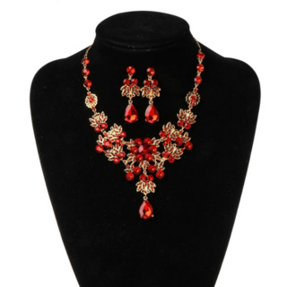 니들몬스터 큐빅 크리스탈 목걸이 귀걸이 세트 웨딩 파티 연주회 무대 액세사리