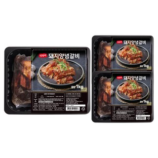 삼형제 돼지갈비 1등급 한돈 수제 양념, 3개, 1kg