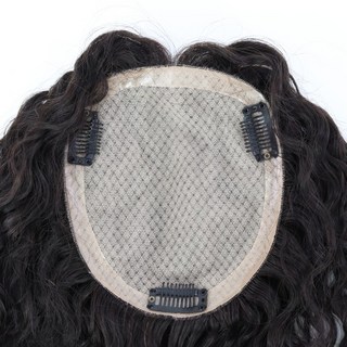 실크 베이스 토퍼 버진 유럽 헤어 웨이브 천연 두피 룩 탑 커버(여성용 PU 클립 포함), 03 Medium Brown, 02 11x13cm, 04 20 인치