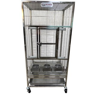SUS304 呎半加高方管白鐵寵物籠 (間距1公分), 1個, 一組（含白鐵底、輪組）不含杯棍
