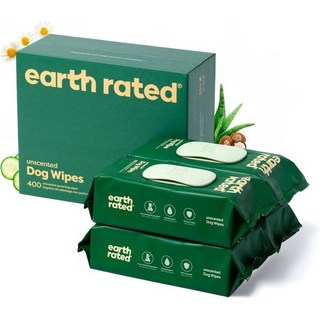 Earth Rated 수의사 개발 반려동물 귀 세정 티슈 알레르기 유발 성분 없는 강아지 및 고양이 세정제 귀지 먼지 제거 야생 귀리 향 70매입, 400 Grooming Wipes, Unscented