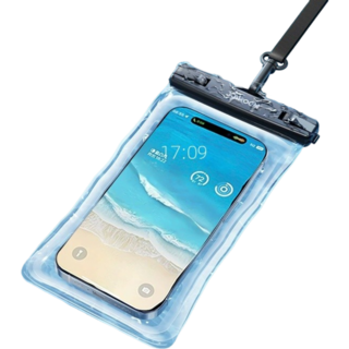 JOYROOM 防水手機袋，高透明觸控頸掛式設計，多種手機適用，水上活動必備, 黑色, 1個