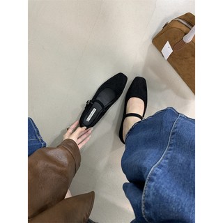 瑪麗珍娃娃鞋 絨面 平底單鞋 軟底方頭女鞋 (35-39), 333-111黑色,35, 35