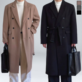 이브 남성용 프리미엄 겨울 오버핏 롱 더블 울 코트 (6040-1)