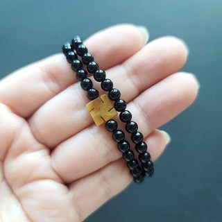 호안석 만자 오닉스 두줄 염주 불교팔찌