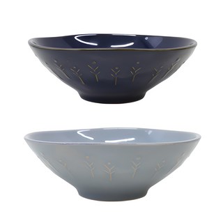 ssueim 圖案壓紋陶瓷麵碗 2入組, 深藍色+雲灰色, 1組