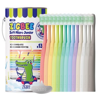 지그비 프리미엄 스탠딩 부드러운 초미세모 어린이 칫솔, 1개, 13개입, 혼합색상