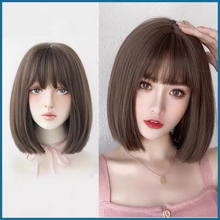 상덕 단발머리 패션 통가발 내추럴 숏컷 쇄골발, 라이트브라운, 1개