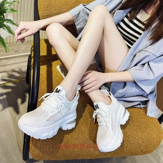 針織氣墊小白鞋女生8.5CM內增高厚底運動鞋輕量跑鞋氣墊運動鞋輕便百搭休閒鞋 老爹鞋 厚底鞋 增高鞋減震跑步鞋 板鞋