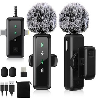 아이폰 15/16용 USB C 무선 라발리에 폰용 라펠 비디오 마이크 기능이 캔슬링 미니 라발리에 콘텐츠 스트리밍 있는 팟캐스트 노이즈 녹화 마이크 브이로그 안드로이드 크리, 3IN1 RX Mic, 1개