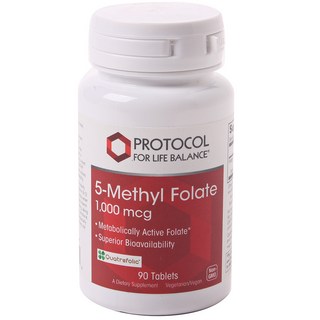 Protocol For Life Balance 5-MTHF無麩質補充錠 1000mcg, 90顆, 1罐