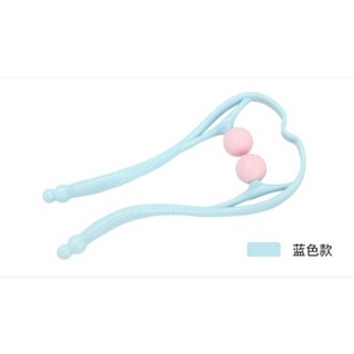 生活用品 肩頸按摩器 圓球肩頸紓壓按摩夾｜居家手動美腿SPA按摩器｜頸部按摩用具, 1個, 藍色（附簡易說明書）