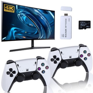 YAPOGI 레트로 게임기 HD 하이엔드 컨트롤러 20 000+ 빈티지 게임 26개의 시뮬레이터 4K 64G 메모리카드, 흰색/White/듀얼 게임패드/64G