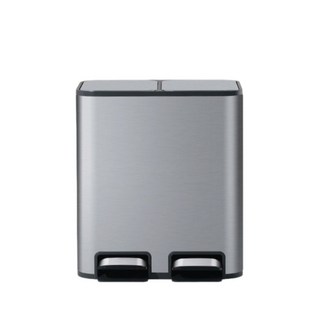 24L 雙內桶分類垃圾桶 乾濕分離腳踏式, 不鏽鋼色