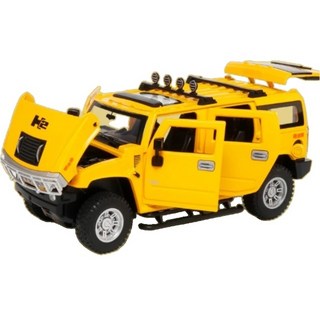 XMD 다이캐스트 1:24 험머 H2 아연 합금 자동차 피규어 HEMMER, 옐로우, 1개