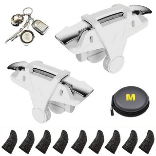 펍지 포트나이트 콜오브듀티 모바일용 13 in 1 휴대폰 게임 컨트롤러 아이폰 및 안드로이드폰용 L1R1 트리거 모바일 핑거 슬리브 장갑 9개 포함, White, 1개, White