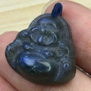 采禪手作 B464 拉長石 佛公 彌勒佛 吊墜孔 21.7*22.1*9.7mm, 1個