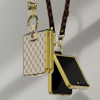 골든 갤럭시Z플립7 링고리 롱 숄더 스트랩 휴대폰 케이스