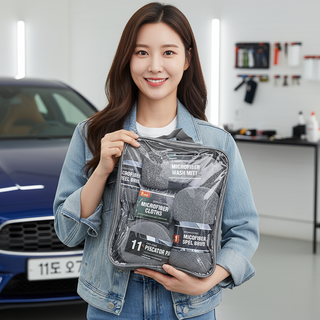 [재고 정리 세일]자동차 미용 청소세트 가정용 세차 핸드글로브 수건 닦는 수납 왁스 바르는 스폰지 휠훅 브러시 자동차 셀프세차 품세트 새차선물, 1세트