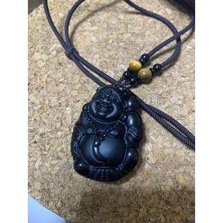 畫意坊 黑曜彌勒佛 墜 附掛繩 旺財彌勒佛像 招財大肚笑佛 法像莊嚴, 1個