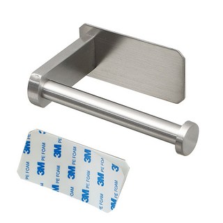 [맘편한집] 무타공 3M 강력접착 모던 스테인레스 휴지걸이, 로듐, 1개