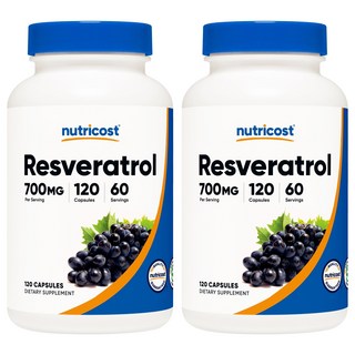 nutricost 白藜蘆醇膠囊 700mg, 120顆, 2罐