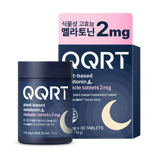 QQRT 코스맥스 2mg 식물성 멜라토닌 식약처 HACCP 인증 고효능 목넘김, 1박스, 30정