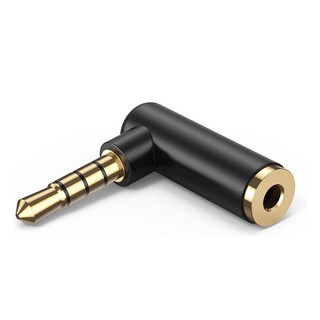 CableCreation 3.5mm 公對母音源轉接頭 L型彎頭(CC0802-G), 黑色, CC0802-G