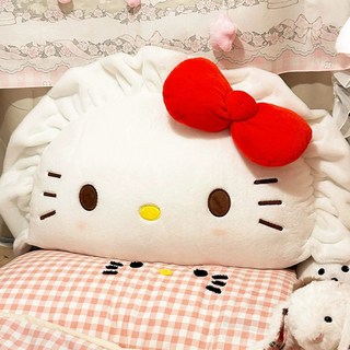 Hello Kitty 可愛毛絨床頭靠墊，抱枕沙發學生宿舍床上專用大靠背靠枕, 1個, 餃子KT貓抱枕50厘米左右