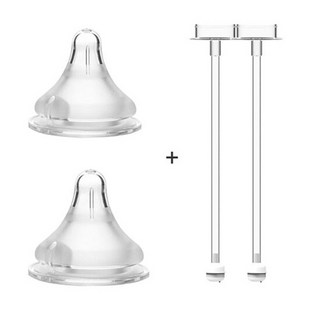 순수아 소프트 젖꼭지+추빨대 더블하트 젖병 타사 호환, 2세트, 젖꼭지SS+젖병 추빨대