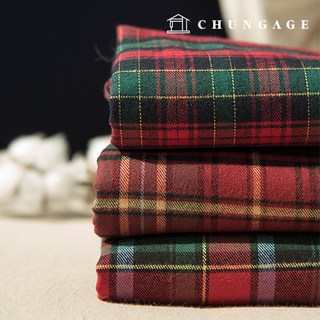 체크원단 크리스마스원단 면기모 빈티지 체크천 윈터체리 3종, 81)그린레드체크