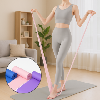 전신 스트레칭 근력운동 탄력 혼합 색상 요가 밴드 세트, 1세트, 핑크 + 퍼플 + 블루