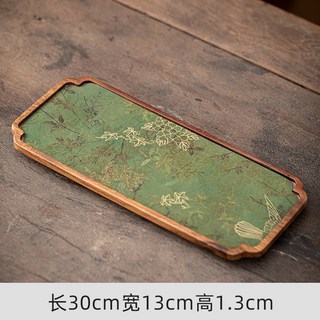 國風乾泡盤重竹壺承小茶臺家用功夫茶具托盤竹製茶托奉茶盤敬茶盤, 1個, 胡桃木織錦幹泡-長方:如图