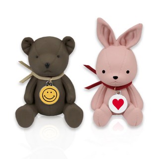 가죽곰 가죽토끼 차량용 석고방향제 1+1 디퓨저 2개, 클린코튼, 가죽곰 브라운+가죽토끼 핑크, 1세트, 클린코튼