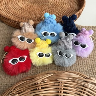MOOLDN 털모자 선글라스 멋쟁이 먼지 인형 키링 가방고리 차키 키홀더 열쇠고리 (7colors), 레드