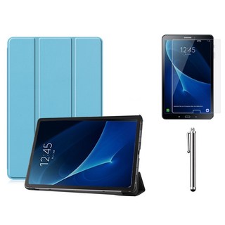 갤럭시탭A6 10.1 with Spen 호환 북커버 케이스+액정보호필름+터치펜 SM-P580 P585 케이스나라 S펜, 스카이