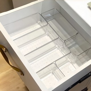 서랍 수납함 화장품 수납함 책상 수납함 소품 수납, 6개, 투명