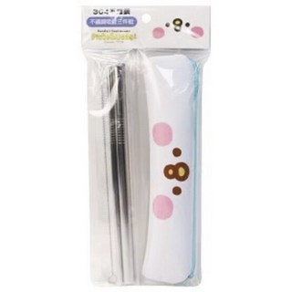 現貨正版 卡娜赫拉的小動物 不銹鋼吸管三件組 304不鏽鋼吸管 附刷子 吸管刷 收納袋 環保吸管 珍珠吸管 P助 兔兔, 1個, 3