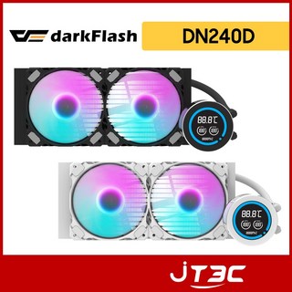 darkFlash 大飛 Nebula DN240D 一體式水冷 LCD 數位顯示屏 水冷散熱器, 黑, 1個