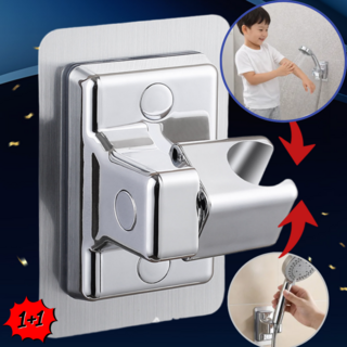 코지톡 360도회전 무타공 샤워기거치대 1+1, 실버